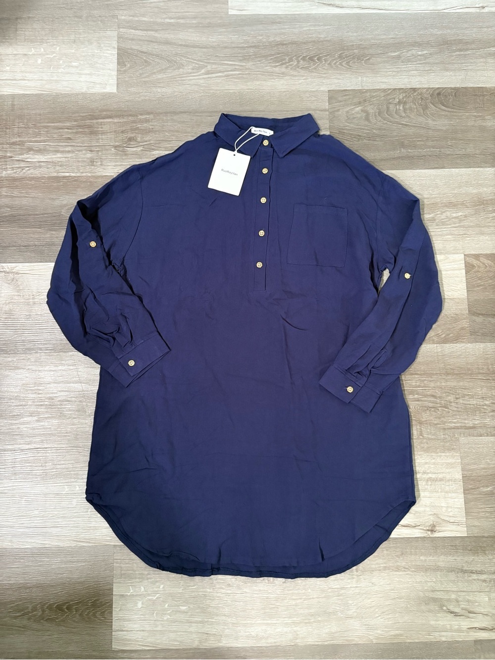 RuoRayVan tunic style blouse dress blue. Size Large